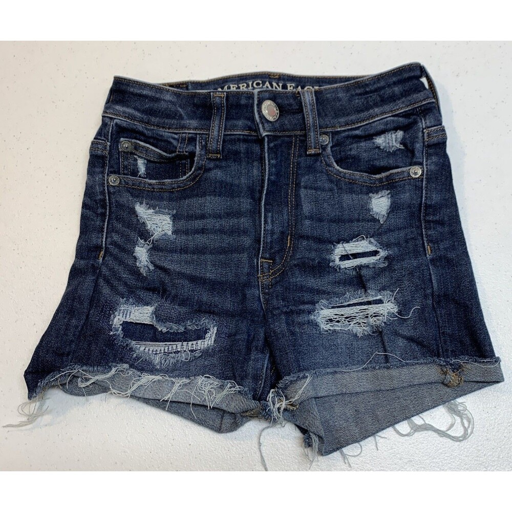 American Eagle Distressed High Rise Shortie Shorts Women’s 00 Festival